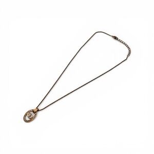 Christian Dior Gold CD Logo Oval Rhinestone Necklace